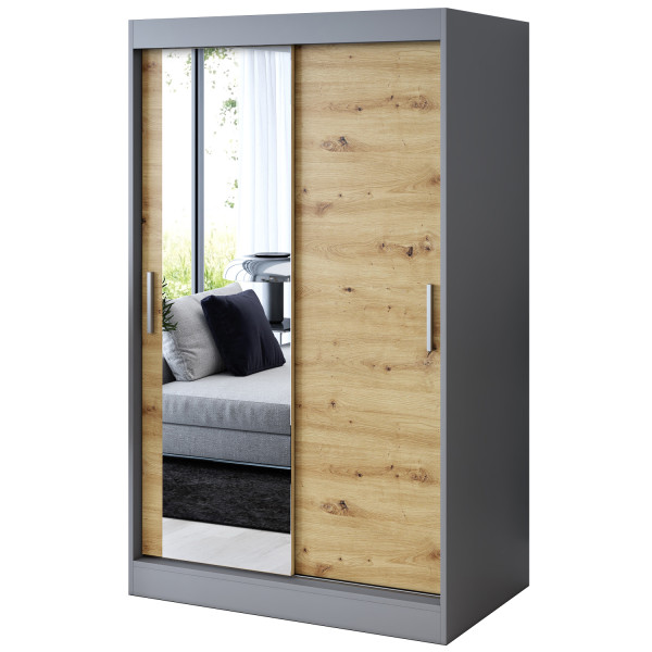 Szafa przesuwna 1 x lustro 120x200 Sofia , Antracyt mat / Dąb Artisan 630171