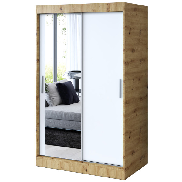 Szafa przesuwna 1 x lustro 120x200 Sofia , Dąb Artisan / Biały mat 629726