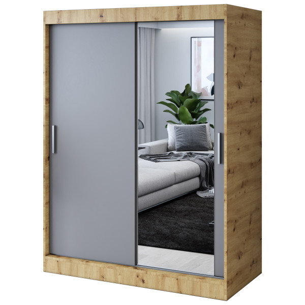 Szafa przesuwna 1 x Lustro 150x200 Hugo , Dąb Artisan /Antracyt mat 629782