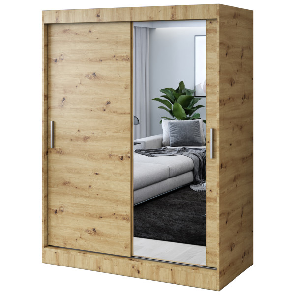 Szafa przesuwna 1 x Lustro 150x200 Hugo , Dąb Artisan 629943