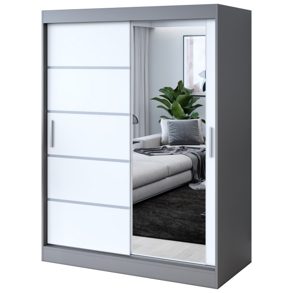 Szafa przesuwna 1 x Lustro 150x200 Pepe , Antracyt mat / Biały mat 629761