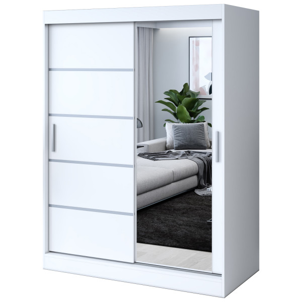 Szafa przesuwna 1 x Lustro 150x200 Pepe , Biały mat 629914