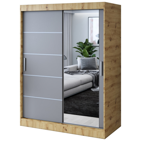 Szafa przesuwna 1 x Lustro 150x200 Pepe , Dąb Artisan / Antracyt mat 630188