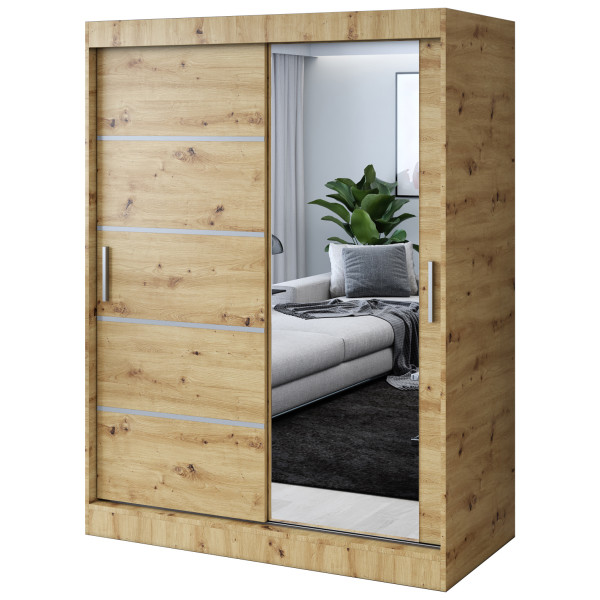 Szafa przesuwna 1 x Lustro 150x200 Pepe , Dąb Artisan 630046
