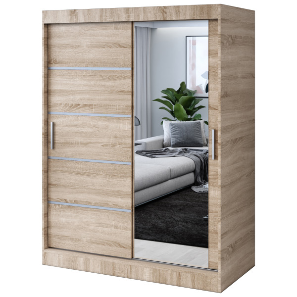 Szafa przesuwna 1 x Lustro 150x200 Pepe , Dąb Sonoma 629742