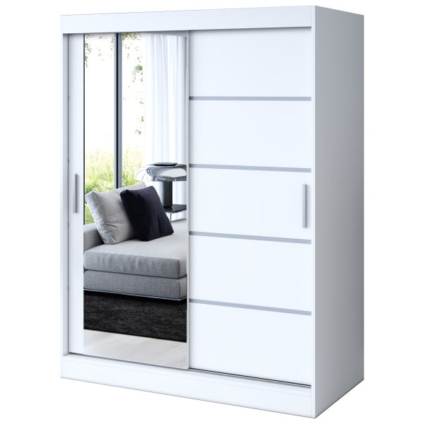 Szafa przesuwna 1 x Lustro 150x200 Ralf , Biały mat 630019