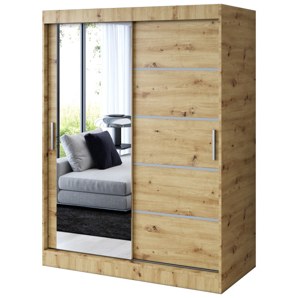 Szafa przesuwna 1 x Lustro 150x200 Ralf , Dąb Artisan 630109