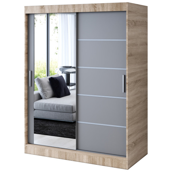 Szafa przesuwna 1 x Lustro 150x200 Ralf , Dąb Sonoma / Antracyt mat 629993