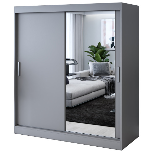 Szafa przesuwna 1 x Lustro 180x200 Hugo , Antracyt mat 630061