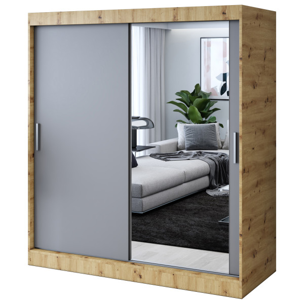 Szafa przesuwna 1 x Lustro 180x200 Hugo , Dąb Artisan / Antracyt mat 629962