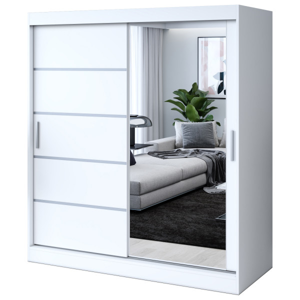 Szafa przesuwna 1 x Lustro 180x200 Pepe , Biały mat 629985