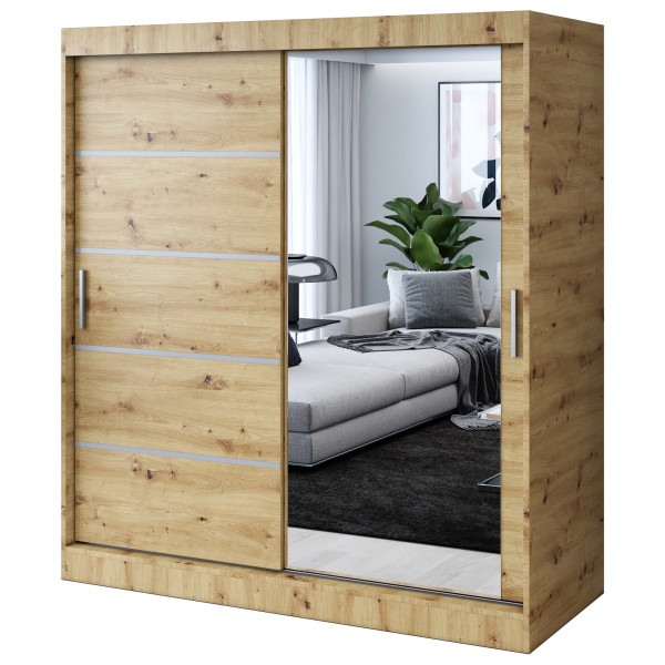 Szafa przesuwna 1 x Lustro 180x200 Pepe , Dąb Artisan 629966