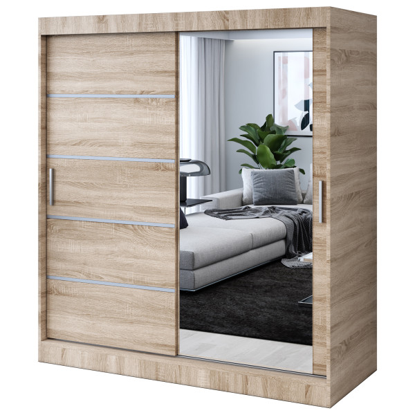Szafa przesuwna 1 x Lustro 180x200 Pepe , Dąb Sonoma 629874