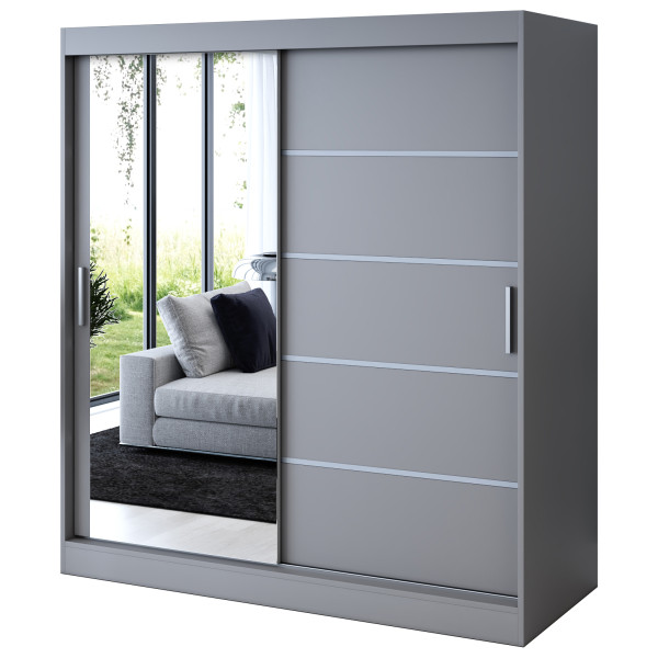Szafa przesuwna 1 x Lustro 180x200 Ralf , Antracyt mat 629870