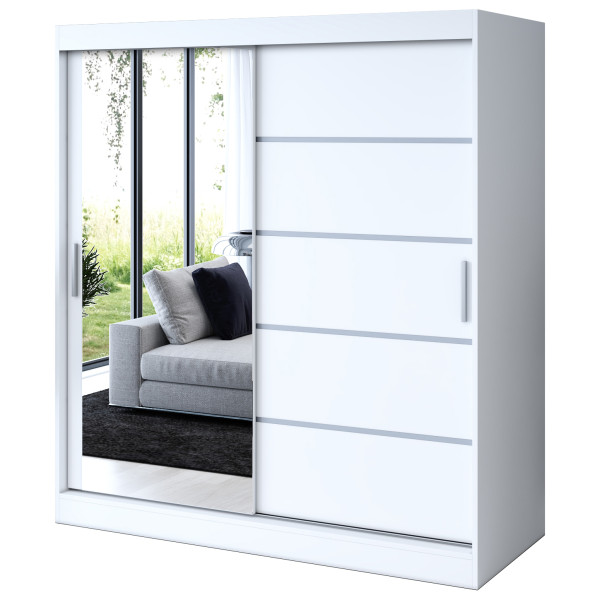 Szafa przesuwna 1 x Lustro 180x200 Ralf , Biały mat 629721