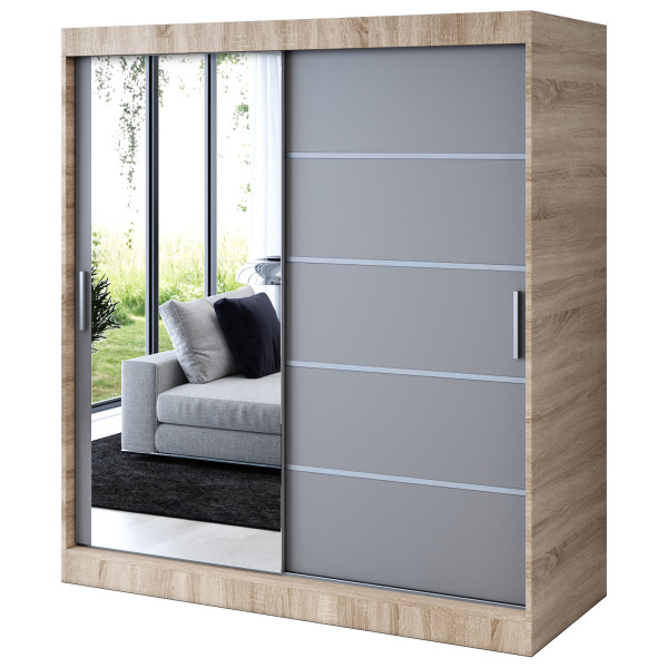 Szafa przesuwna 1 x Lustro 180x200 Ralf , Dąb Sonoma / Antracyt mat 629780