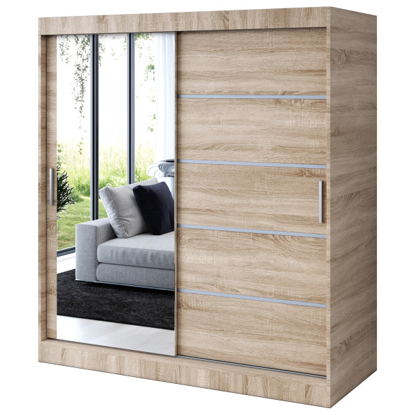 Szafa przesuwna 1 x Lustro 180x200 Ralf , Dąb Sonoma 630196