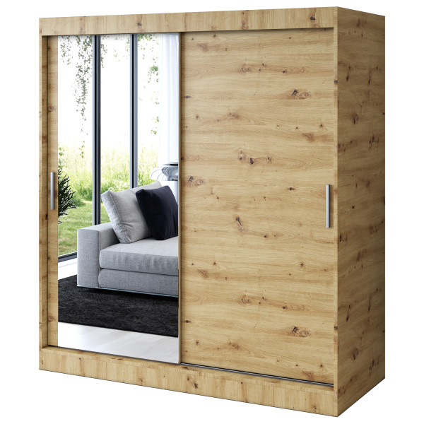 Szafa przesuwna 1 x Lustro 180x200 Sofia, Dąb Artisan 629851