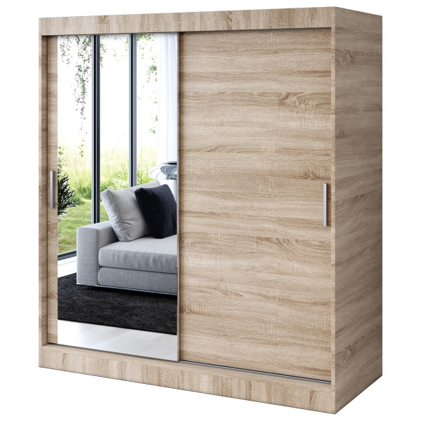 Szafa przesuwna 1 x Lustro 180x200 Sofia , Dąb Sonoma 629863