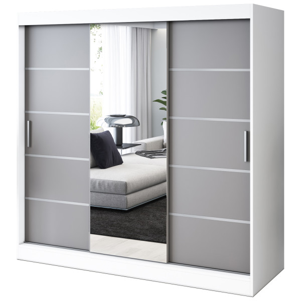 Szafa przesuwna 1 x Lustro 200x200 Pepe , Biały mat / Antracyt mat 629800