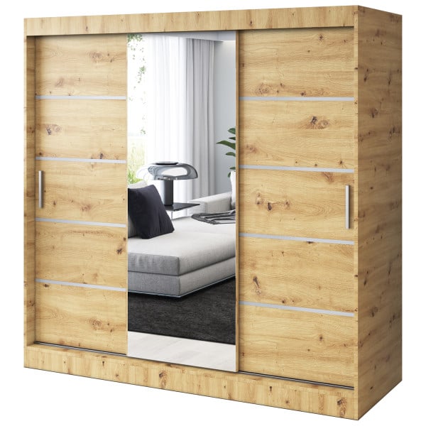 Szafa przesuwna 1 x Lustro 200x200 Pepe , Dąb Artisan 630037