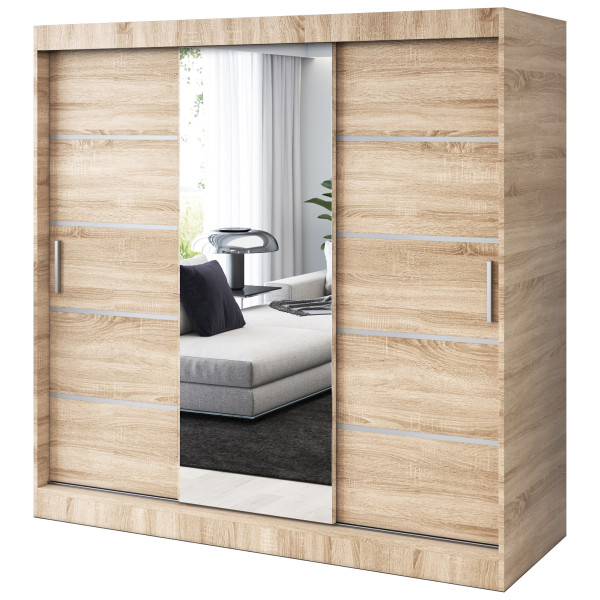 Szafa przesuwna 1 x Lustro 200x200 Pepe , Dąb Sonoma 630144