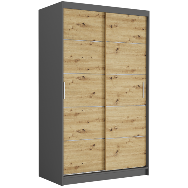 Szafa przesuwna 120 cm 2-drzwi szprosy FRAMIRE Vega IV antracyt artisan 969571