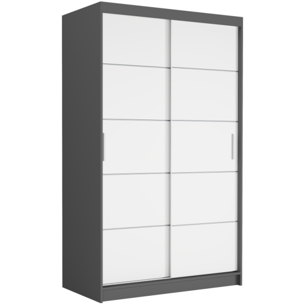 Szafa przesuwna 120 cm 2-drzwi szprosy FRAMIRE Vega IV antracyt biały 969534