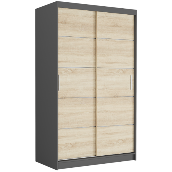 Szafa przesuwna 120 cm 2-drzwi szprosy FRAMIRE Vega IV antracyt sonoma 969504