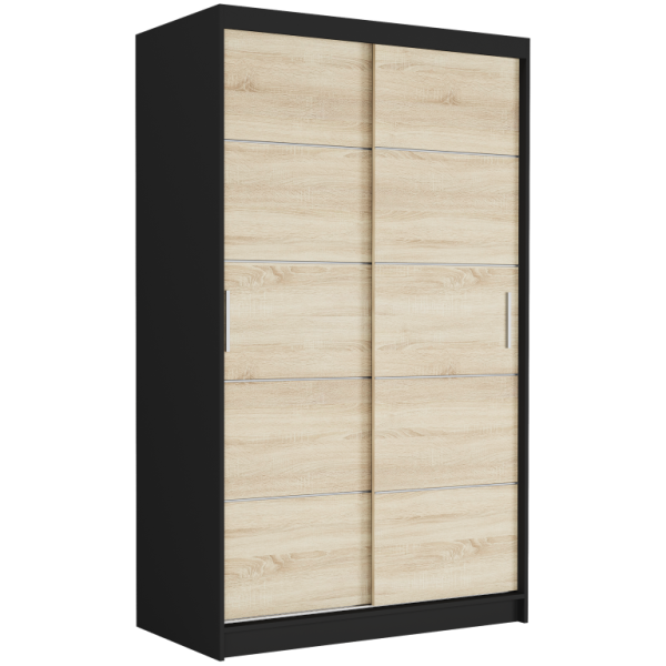 Szafa przesuwna 120 cm 2-drzwi szprosy FRAMIRE Vega IV czarny sonoma 969550