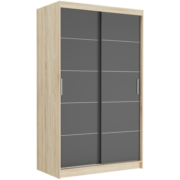 Szafa przesuwna 120 cm 2-drzwi szprosy FRAMIRE Vega IV sonoma antracyt 969495