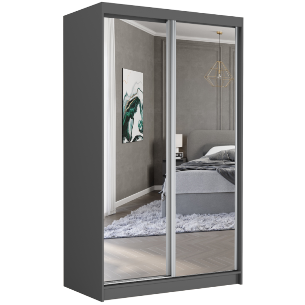 Szafa przesuwna 120 cm z 2 lustrami 2-drzwi FRAMIRE Vega II antracyt 969513