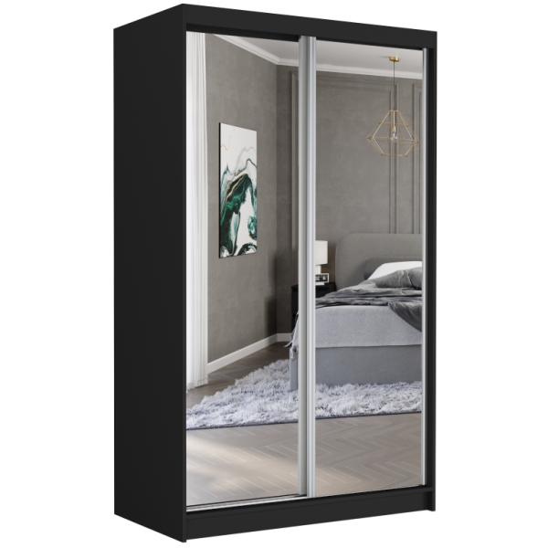 Szafa przesuwna 120 cm z 2 lustrami 2-drzwi FRAMIRE Vega II czarny 969580