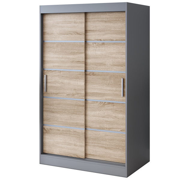 Szafa przesuwna 120x200 Nina , Antracyt mat / Dąb Sonoma 629828
