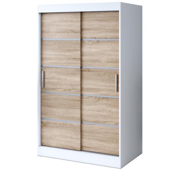 Szafa przesuwna 120x200 Nina , Biały mat / Dąb Sonoma 629988