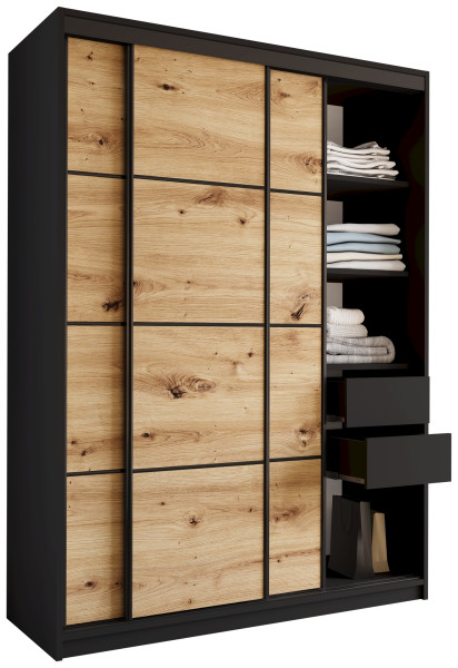 Szafa przesuwna 150 cm LOFT artisan czarny półki 527248