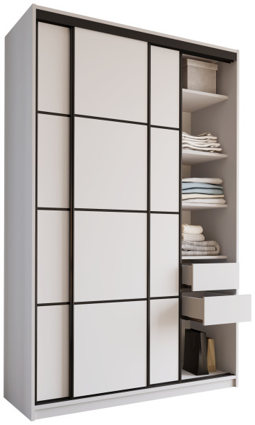 Szafa przesuwna 150 cm LOFT MAX biała z półkami 531831