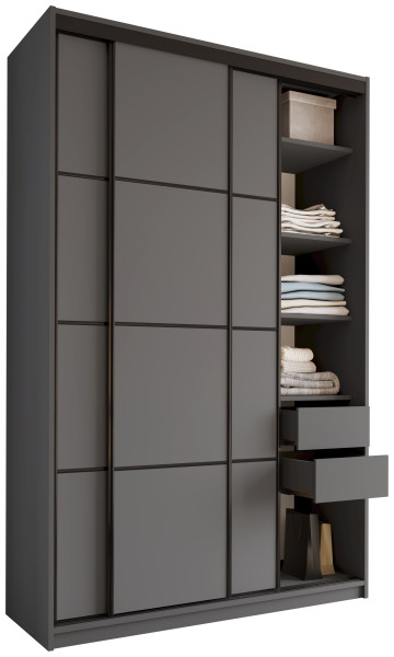 Szafa przesuwna 150 cm LOFT MAX z półkami grafitowa 530835