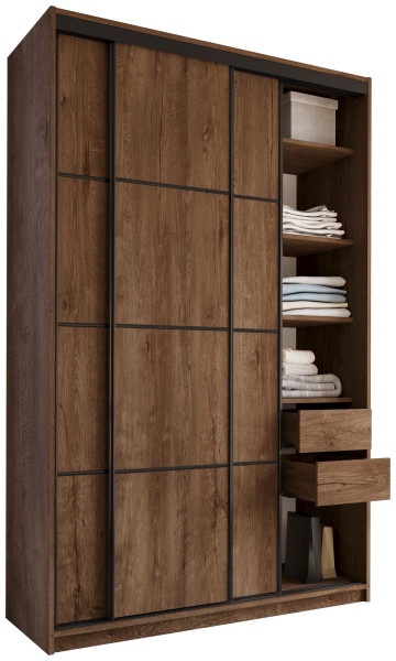 Szafa przesuwna 150 cm LOFT MAX z półkami z szufladami drążki 530849