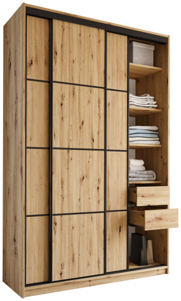 Szafa przesuwna 150 cm LOFT MAX z półkami z szufladami drążki 530844