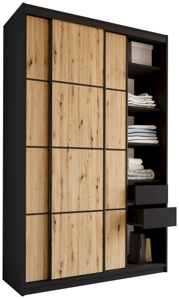 Szafa przesuwna 150 cm LOFT MAX z szufladami drążki 530828