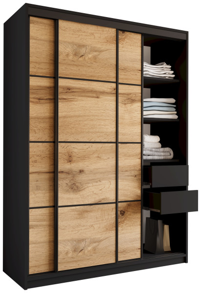 Szafa przesuwna 150 cm LOFT wotan czarny drążki 527210