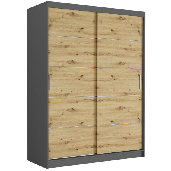 Szafa przesuwna 150 cm szprosy FRAMIRE Rivano IV antracyt artisan 966376