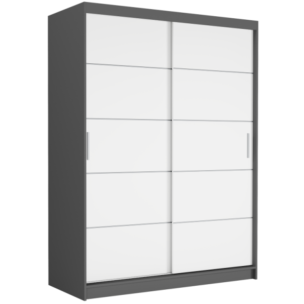 Szafa przesuwna 150 cm szprosy FRAMIRE Rivano IV antracyt biały 966368
