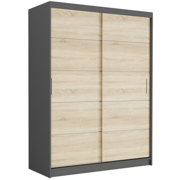 Szafa przesuwna 150 cm szprosy FRAMIRE Rivano IV antracyt sonoma 966330