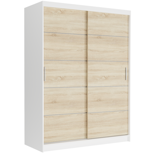 Szafa przesuwna 150 cm szprosy FRAMIRE Rivano IV biały sonoma 966345