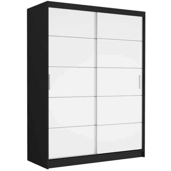 Szafa przesuwna 150 cm szprosy FRAMIRE Rivano IV czarny biały 966348