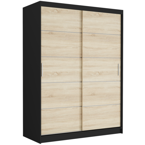 Szafa przesuwna 150 cm szprosy FRAMIRE Rivano IV czarny sonoma 966342