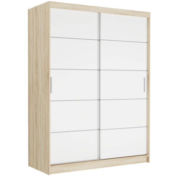 Szafa przesuwna 150 cm szprosy FRAMIRE Rivano IV sonoma biały 966354