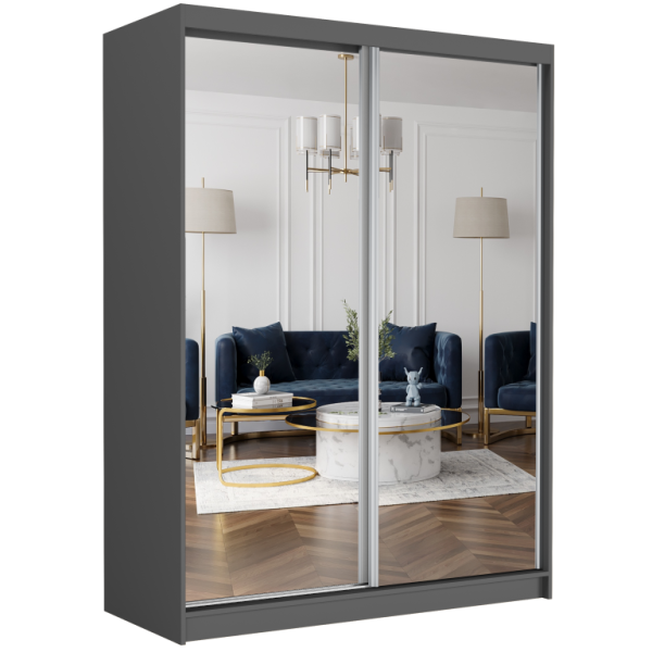 Szafa przesuwna 150 cm z 2 lustrami FRAMIRE Rivano II antracyt 965776